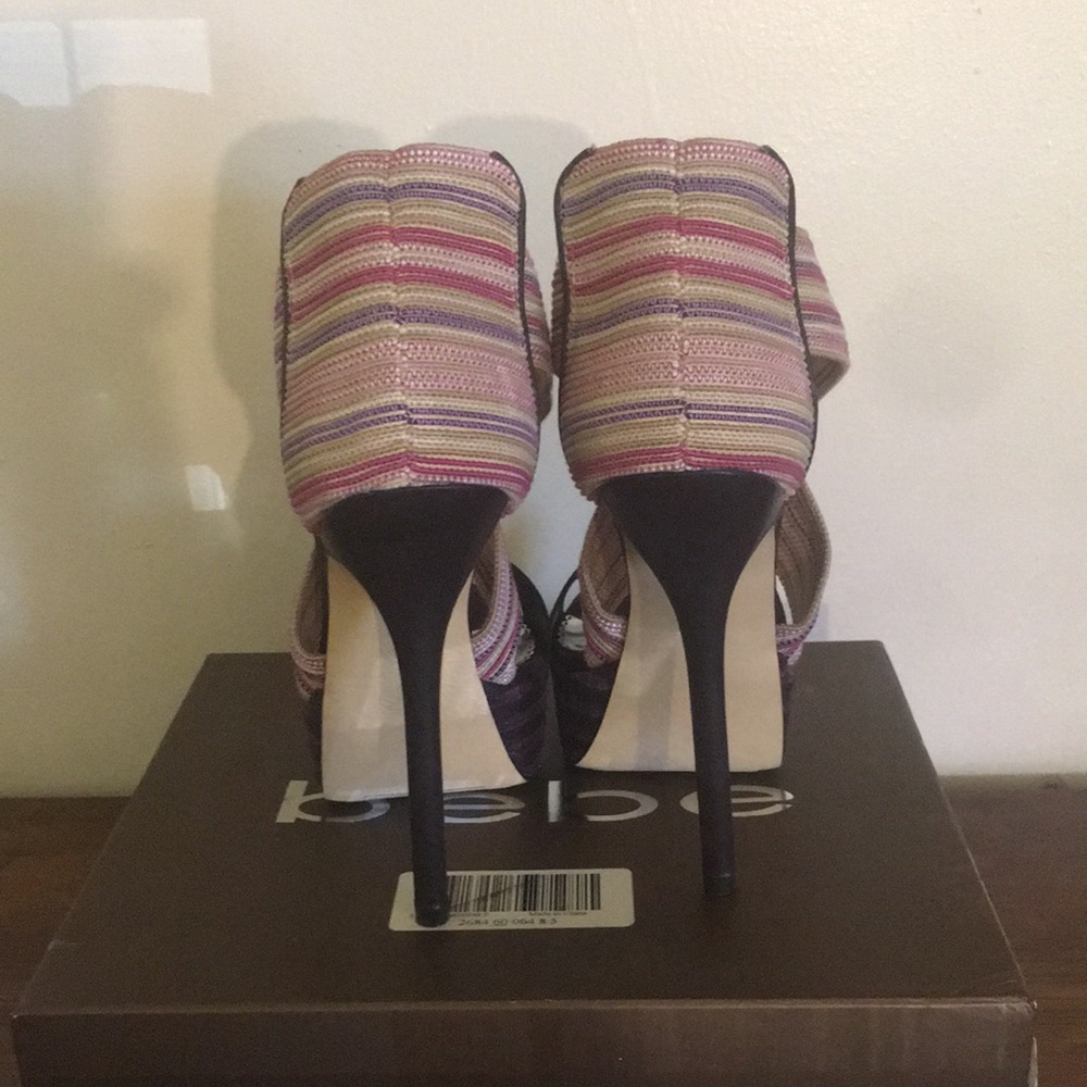 2B Bebe Multicolor Striped Heels - Picture 3 of 5